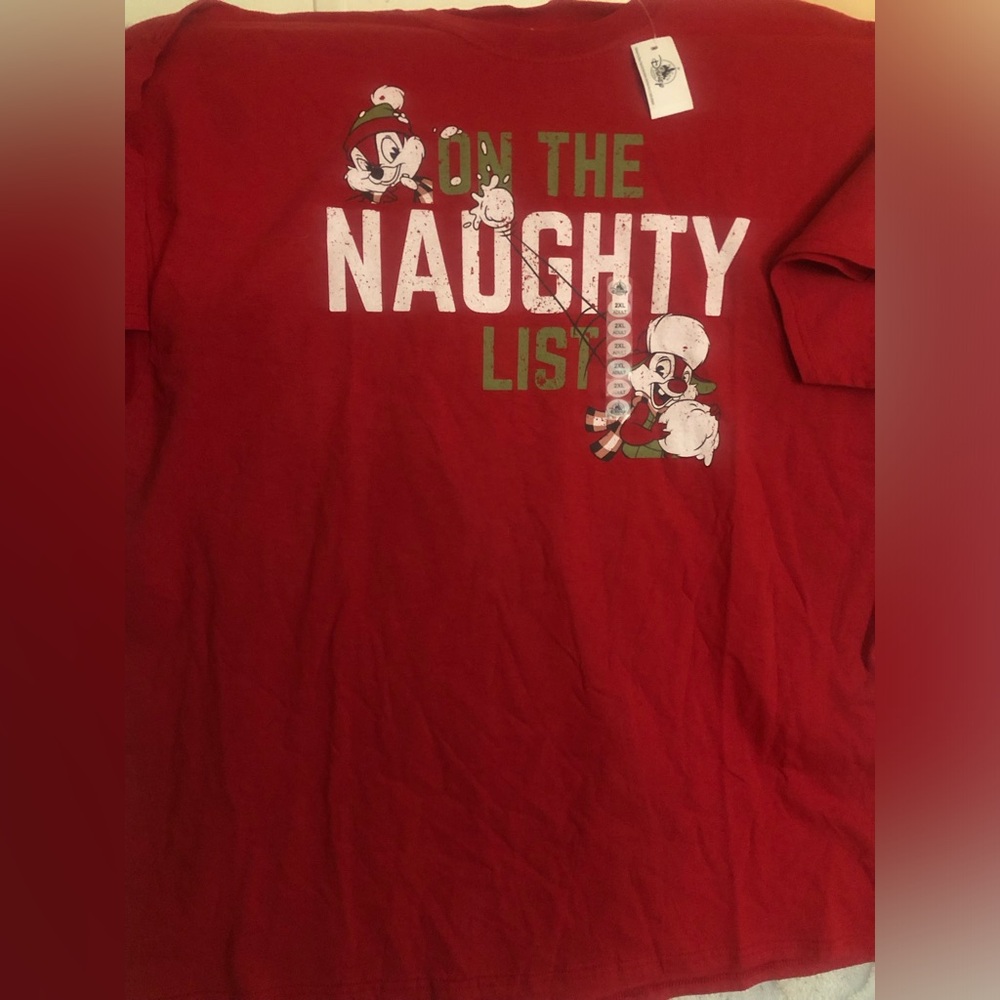 Disney Red Graphic Tee with Naughty List Design XXL NEW